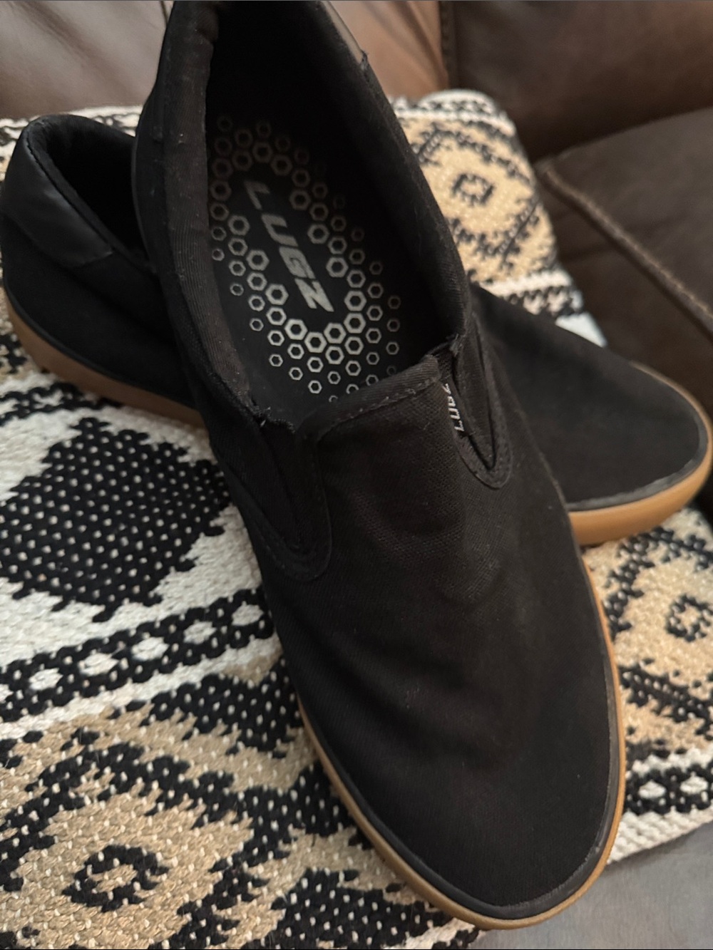 Lugz Men's Black Canvas Slip-On with Gum Outsole